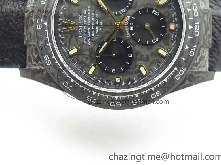 0210 Daytona DIW Carbon OMF Best Edition Carbon Dial on Black Leather Strap A Bright 2836